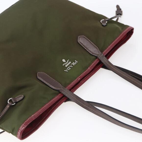 PRADA Tote Bag Nylon Khaki Silver Auth 150572 - Picture 6 of 16